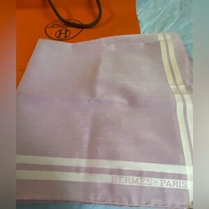 Hermès Lavender 100% Cotton Pocket Square *see notes